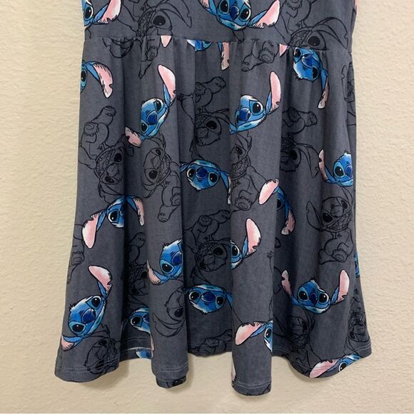 Disney Stitch Dress Girls Small Gray Crew Neck Short Cap Sleeves Full Skirt. - Picture 4 of 9